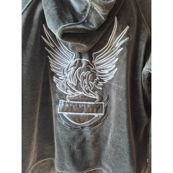 Harley-Davidson Velvet jacket with satin trim embroidered logo womens sz large - Picture 5 of 6